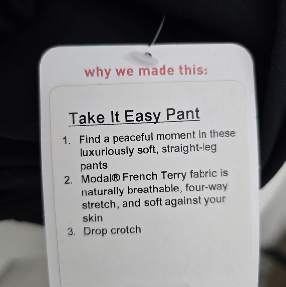 Lululemon Take It Easy pants, size 2, black - Picture 4 of 4